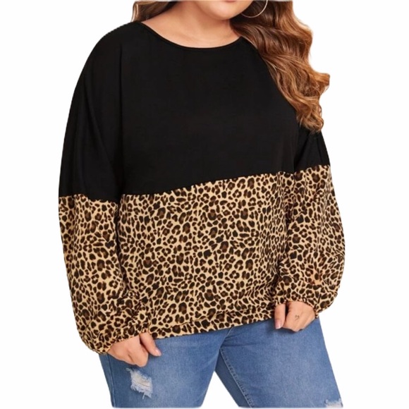 PLUS leopard contrast long sleeve tee - Picture 4 of 4